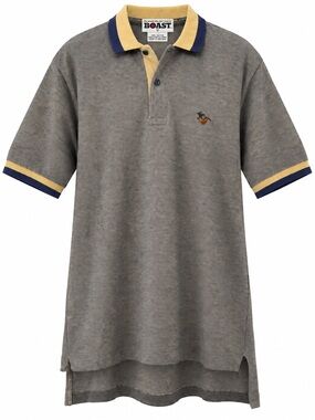 80s Vintage BOAST Fox Hunt Polo Shirt Charcoal Tan Cotton M Hong Kong
